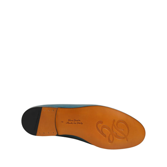 Dolce & Gabbana Blue Leather Logo Slip On Men Loafers Shoes