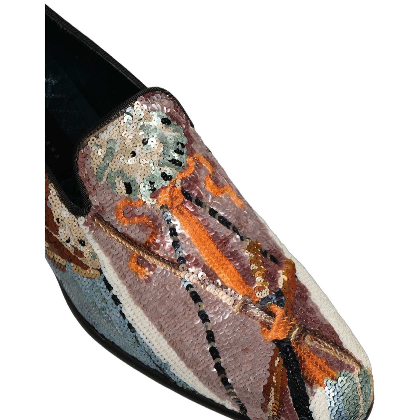 Dolce & Gabbana Multicolor Embroidered Sequin Loafers Shoes