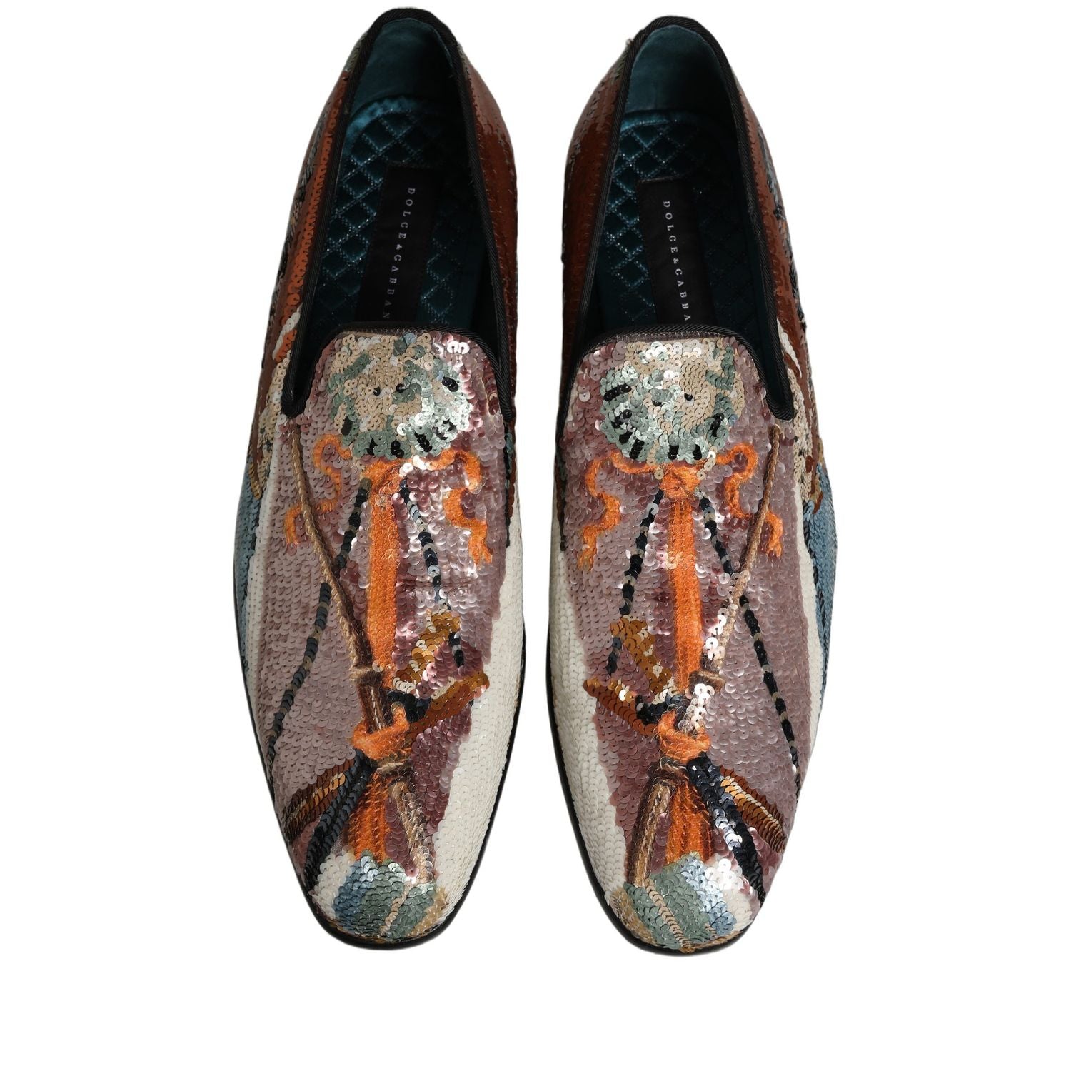 Dolce & Gabbana Multicolor Embroidered Sequin Loafers Shoes