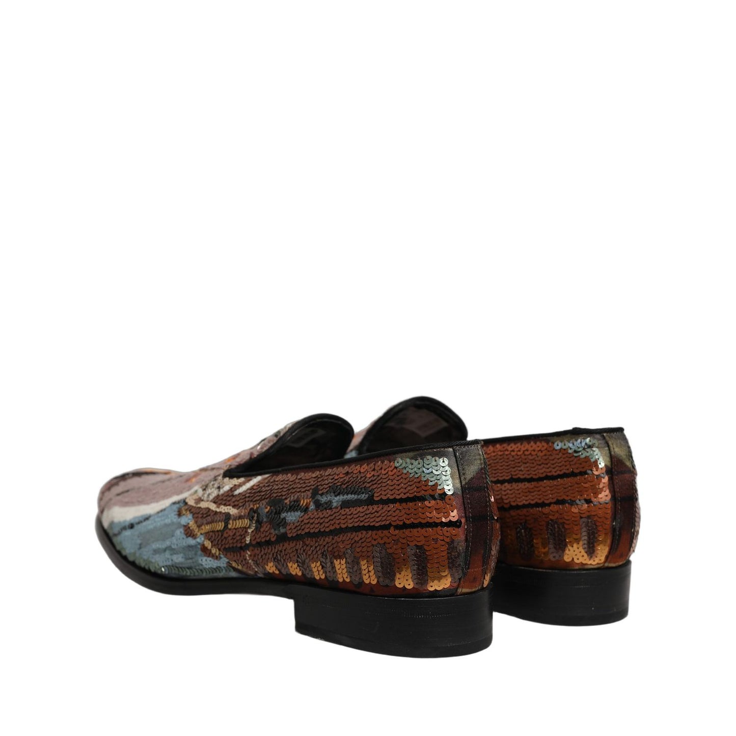 Dolce & Gabbana Multicolor Embroidered Sequin Loafers Shoes