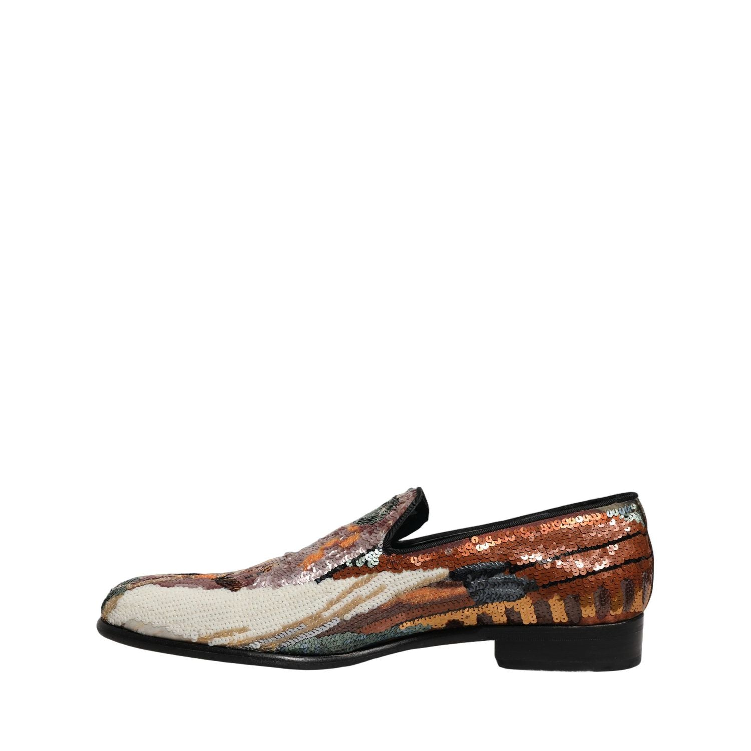 Dolce & Gabbana Multicolor Embroidered Sequin Loafers Shoes