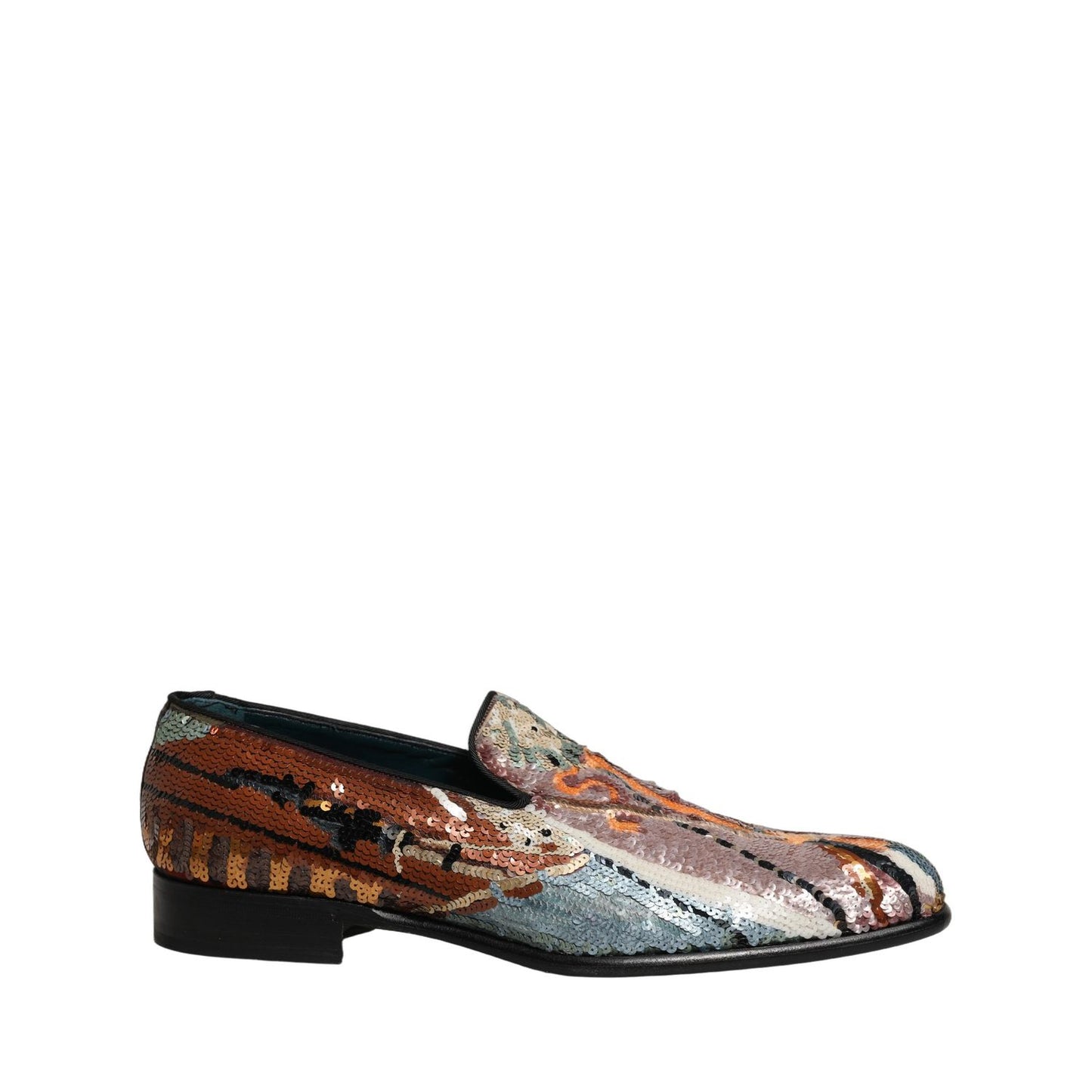 Dolce & Gabbana Multicolor Embroidered Sequin Loafers Shoes