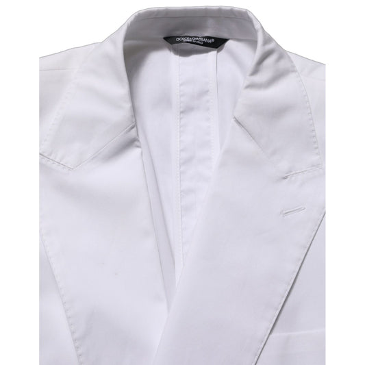 Dolce & Gabbana White Cotton Double Breasted Blazer Jacket