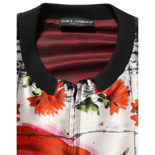 Dolce & Gabbana Multicolor Majolica Bull Print Bomber Jacket