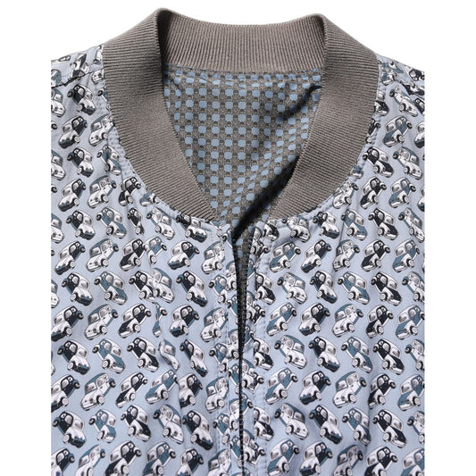 Dolce & Gabbana Light Blue Cotton Car Print Bomber Jacket