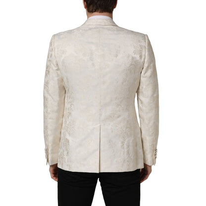Dolce & Gabbana Off White Floral Single Breasted Men Jacket