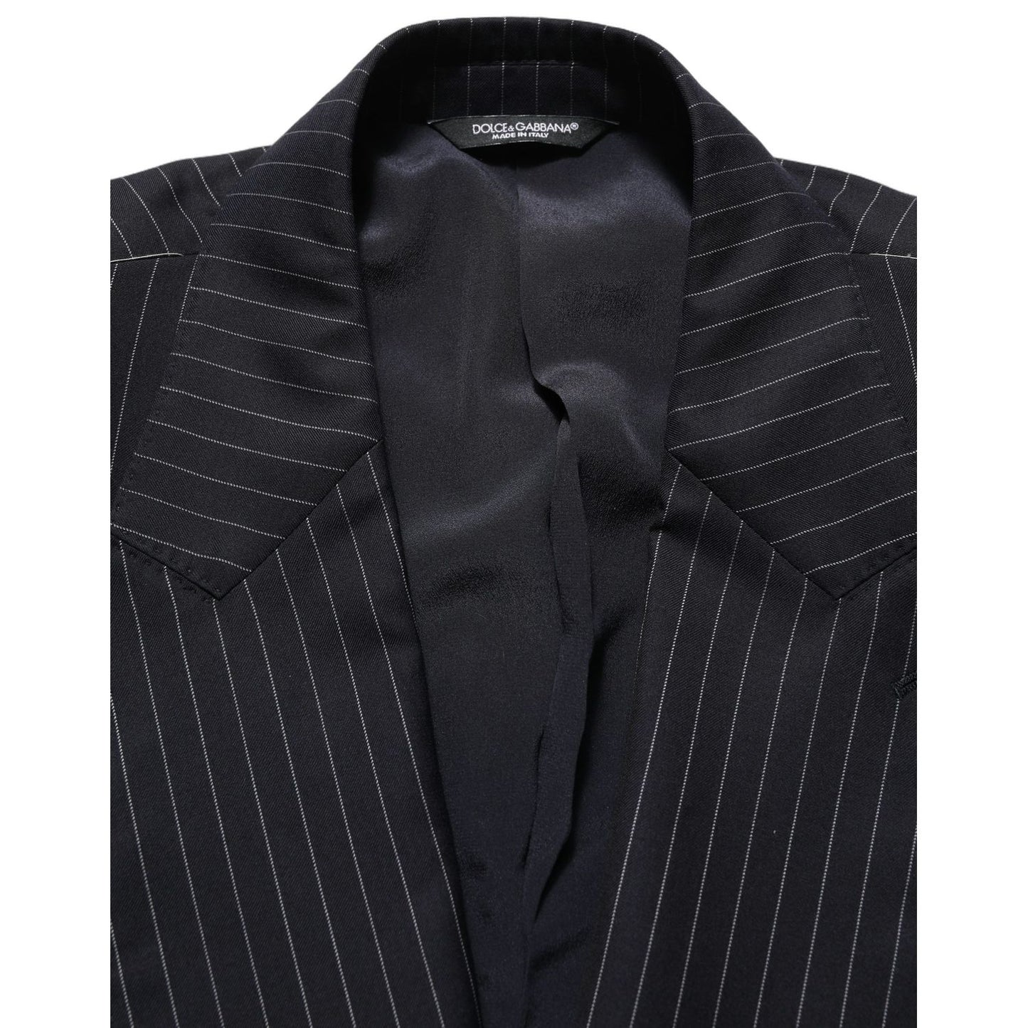 Dolce & Gabbana Dark Gray Stripes Wool Double Breasted Jacket
