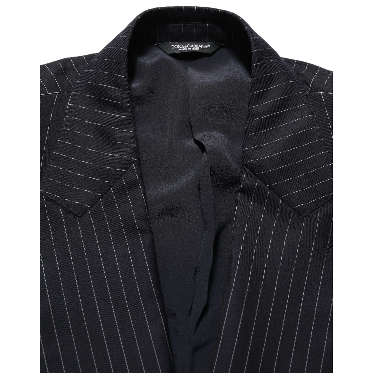 Dolce & Gabbana Dark Gray Stripes Wool Double Breasted Jacket