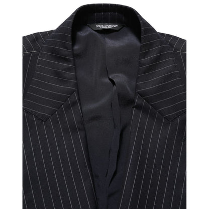 Dolce & Gabbana Dark Gray Stripes Wool Double Breasted Jacket