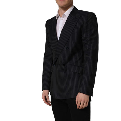 Dolce & Gabbana Dark Gray Stripes Wool Double Breasted Jacket