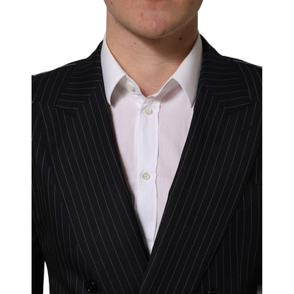 Dolce & Gabbana Dark Gray Stripes Wool Double Breasted Jacket