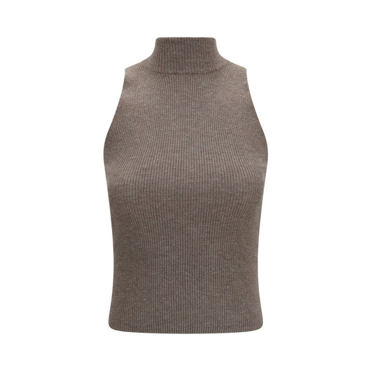 Brunello Cucinelli Brown Cashmere Sleeveless Jacket
