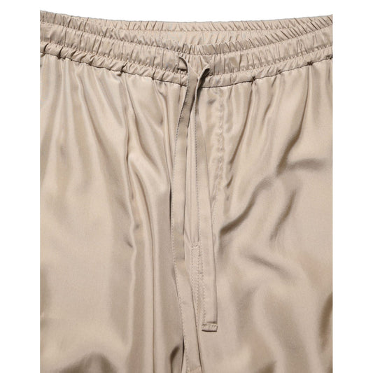 Dolce & Gabbana Brown Ruched Cargo Parachute Men Jogger Pants
