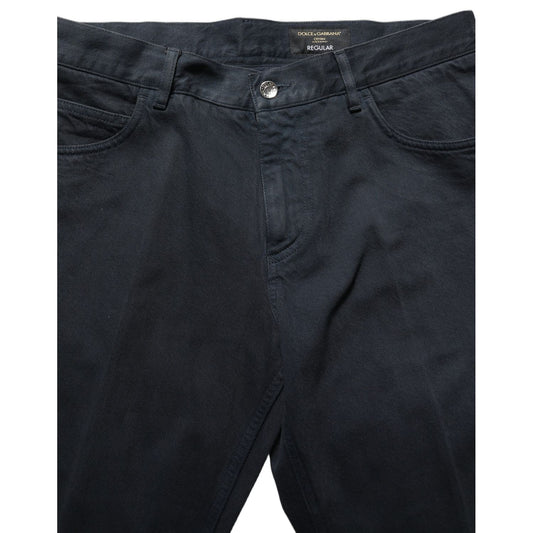 Dolce & Gabbana Black Cotton Mid Waist Skinny Men Denim Jeans