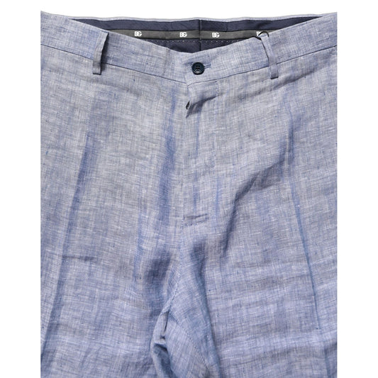 Dolce & Gabbana Light Blue Linen Straight Dress Trouser Pants