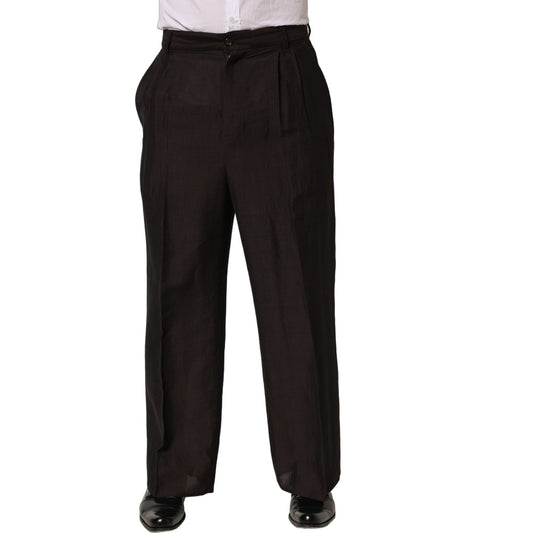Dolce & Gabbana Brown Linen Straight Men Dress Trouser Pants