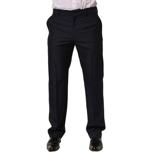 Dolce & Gabbana Black Wool Tapered Leg Dress Trouser Pants