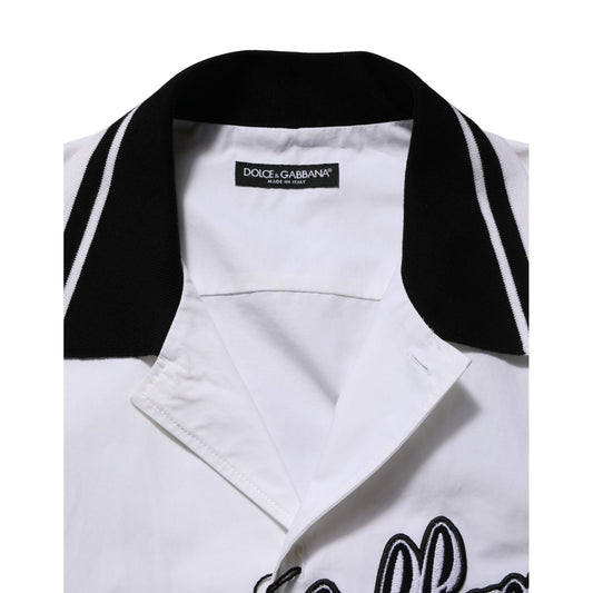 Dolce & Gabbana White LogoPatch Cotton Baseball Casual Shirt