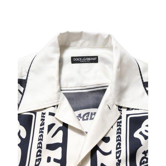 Dolce & Gabbana Black White Logo Bandana Short Sleeves Shirt