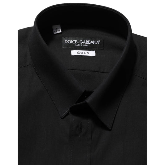 Dolce & Gabbana Black Cotton Stretch GOLD Fit Dress Shirt