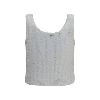 Brunello Cucinelli White Linen Tank Tops