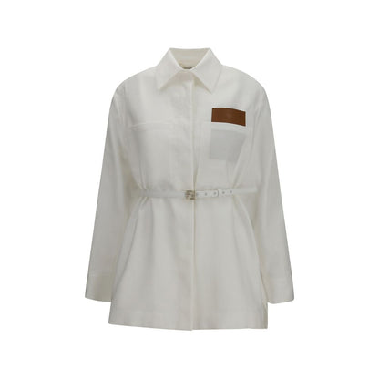 Fendi White Linen Full-Length Jacket