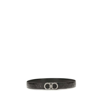Ferragamo Black Calf Leather Bos Taurus Regular Belt