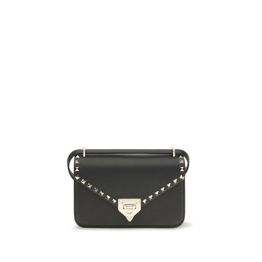 Valentino Garavani Black Calf Leather Bos Taurus Shoulder Bag