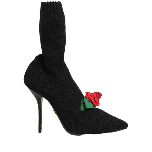 Dolce & Gabbana Black Stiletto Heels Mid Calf Boots Shoes