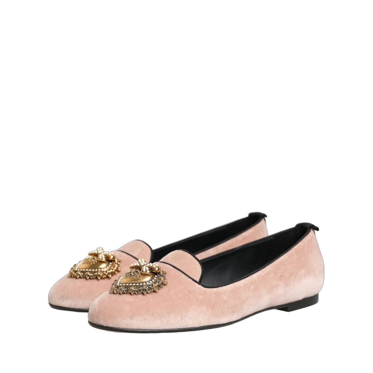 Dolce & Gabbana Pink Velvet Devotion Loafers Flats Shoes