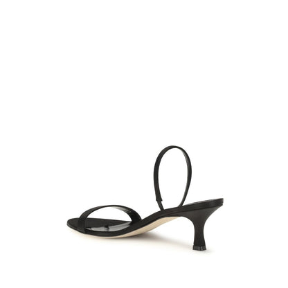 The Row Black Calf Leather Bos Taurus Stiletto Heel Sandals