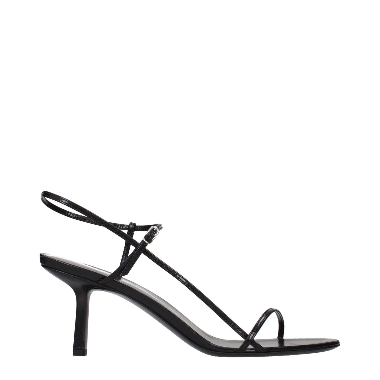 The Row Black Leather Stiletto Heel Sandals