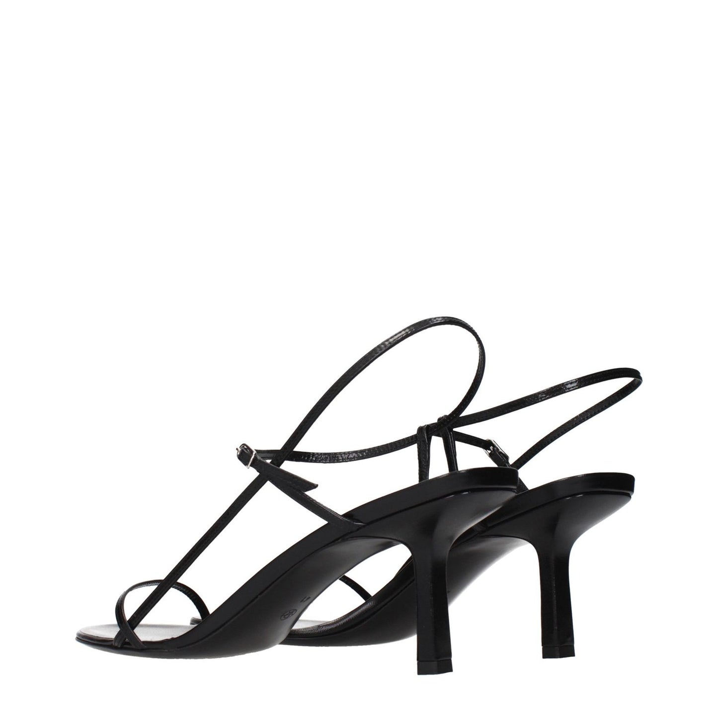 The Row Black Leather Stiletto Heel Sandals
