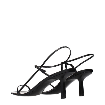 The Row Black Leather Stiletto Heel Sandals