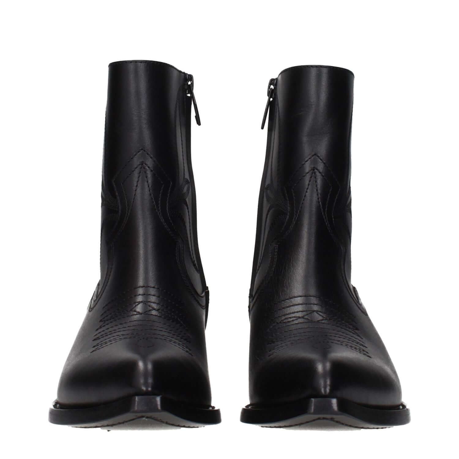 Celine Black Leather Ankle Boots