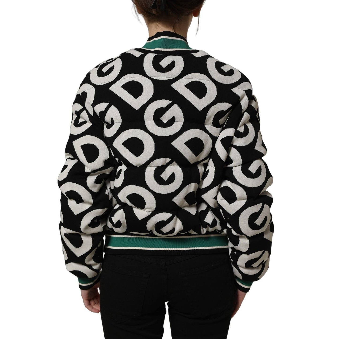 Dolce & Gabbana Multicolor Logo Full Zip Bomber Jacket