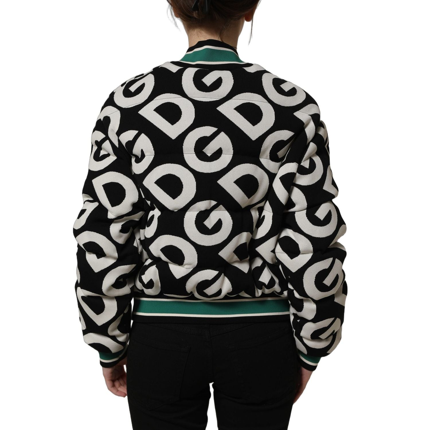 Dolce & Gabbana Multicolor Logo Full Zip Bomber Jacket