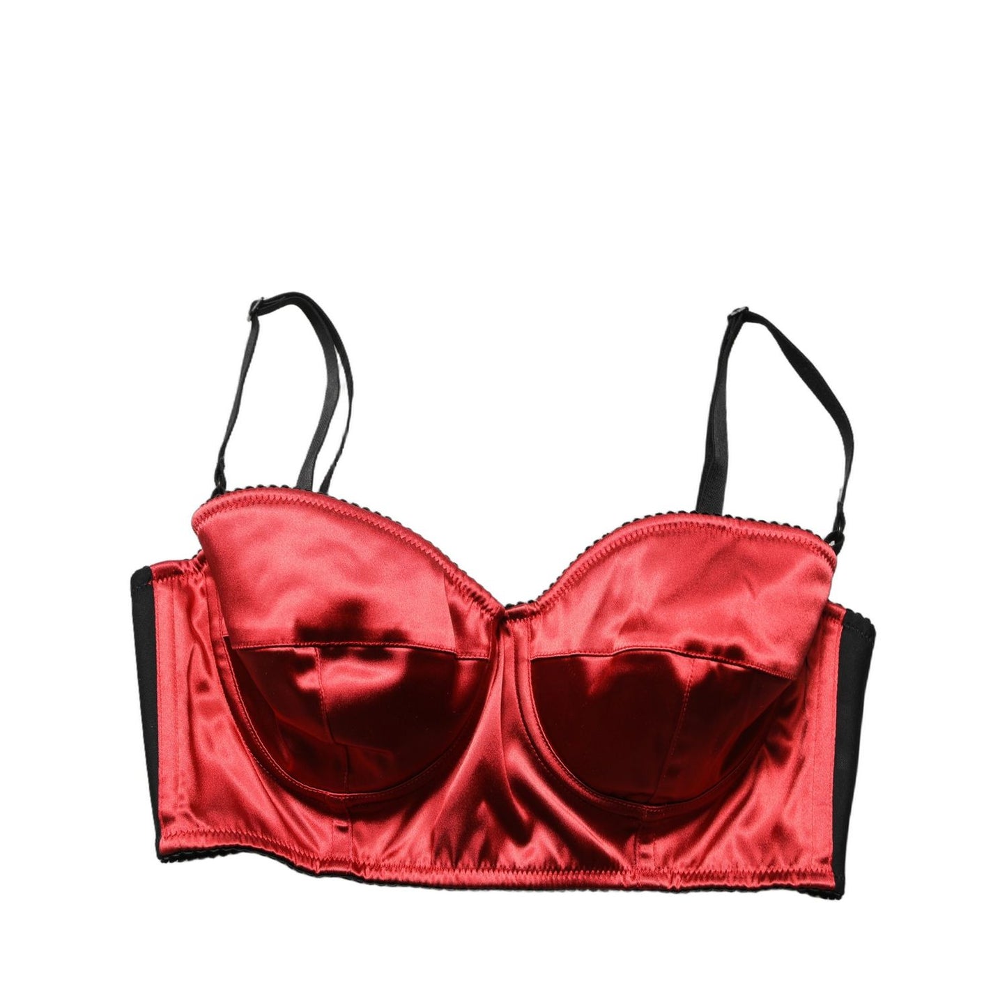 Dolce & Gabbana Red Polyester Satin Bustier Cropped Tank Top