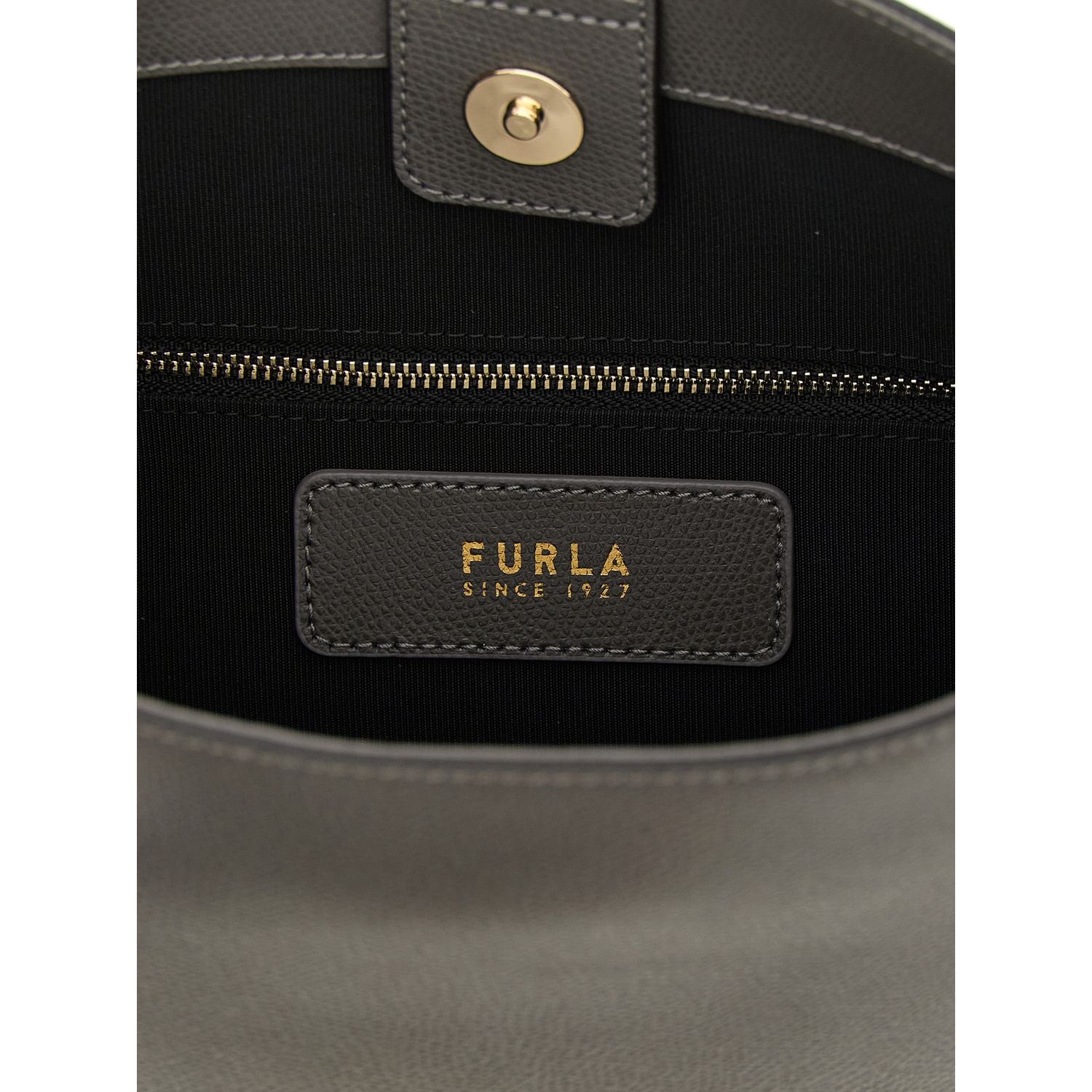 Furla Gray Calfskin Shoulder Bag