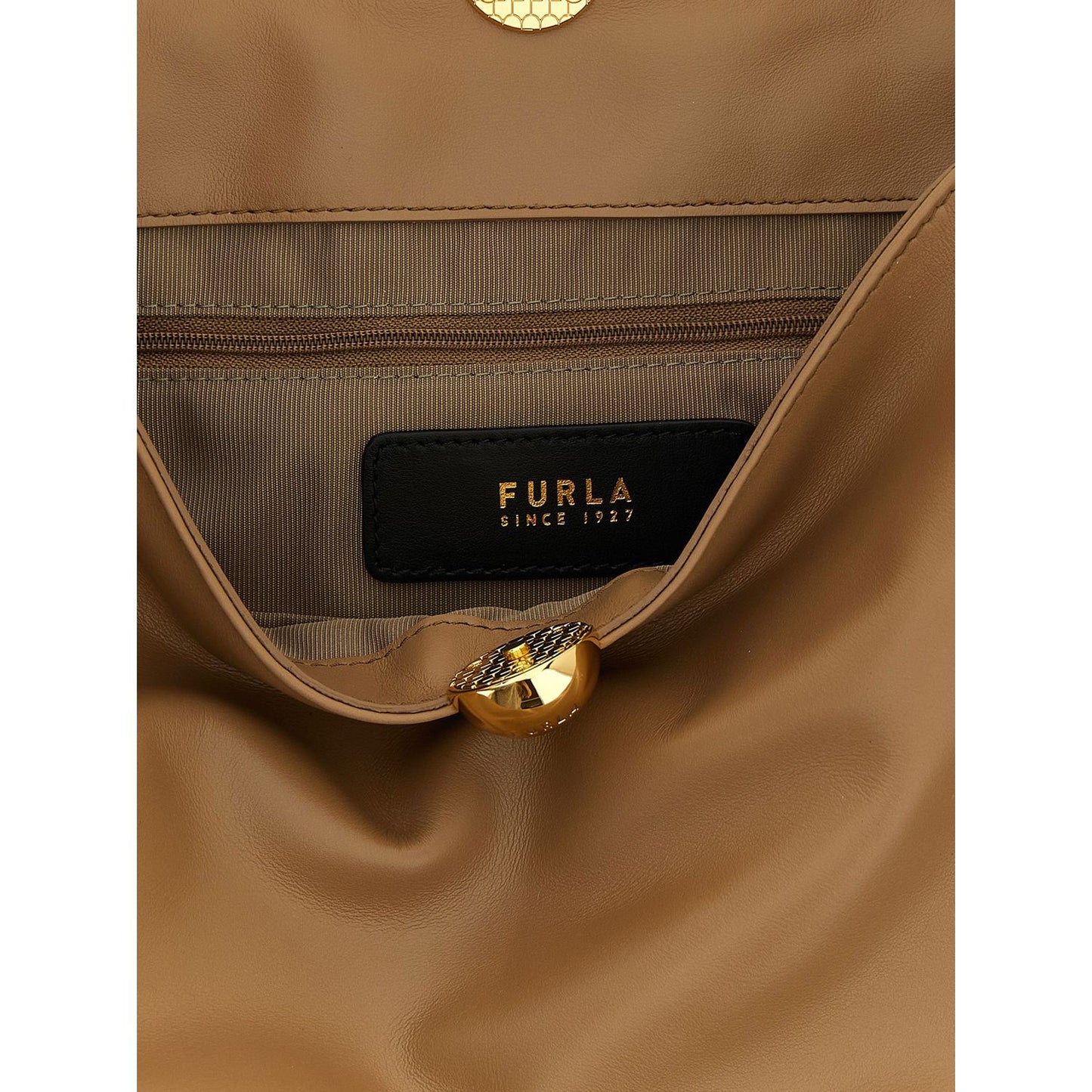 Furla Beige Calfskin Shoulder Bag