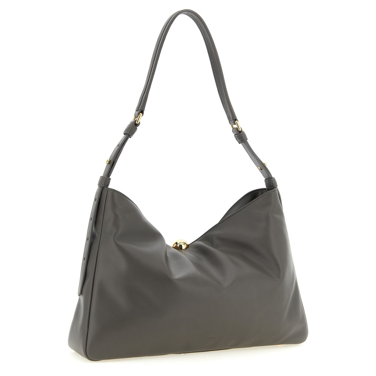 Furla Gray Calfskin Shoulder Bag