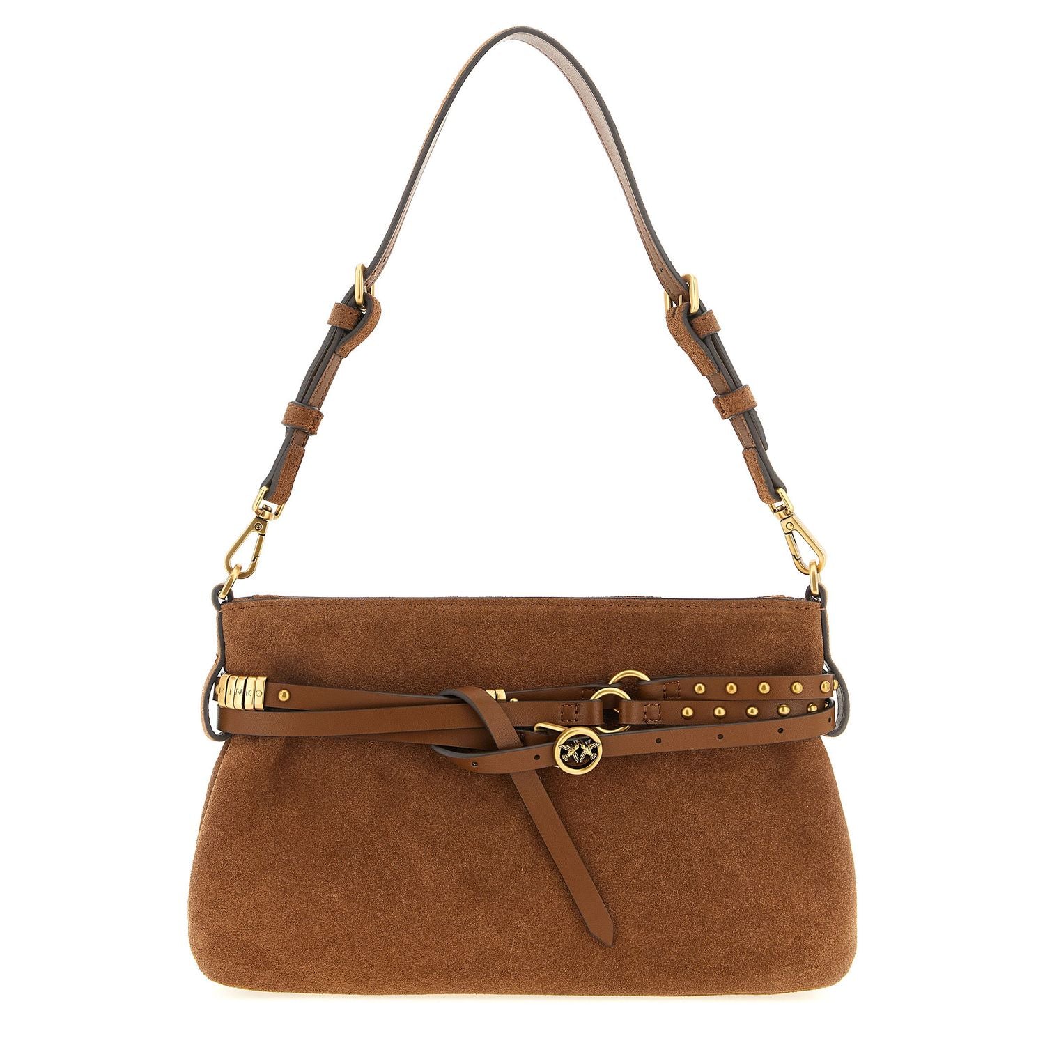 PINKO Brown Lamb Leather Shoulder Bag