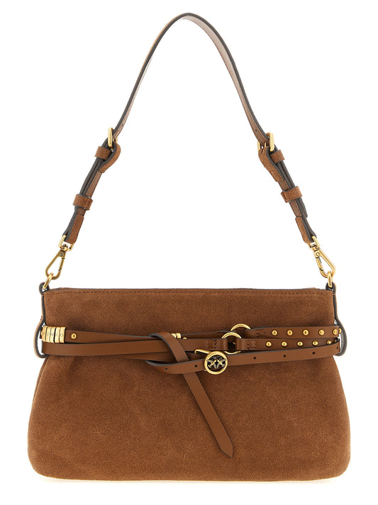 PINKO Brown Lamb Leather Shoulder Bag