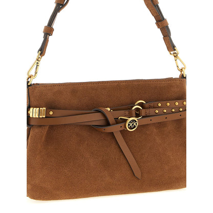 PINKO Brown Lamb Leather Shoulder Bag