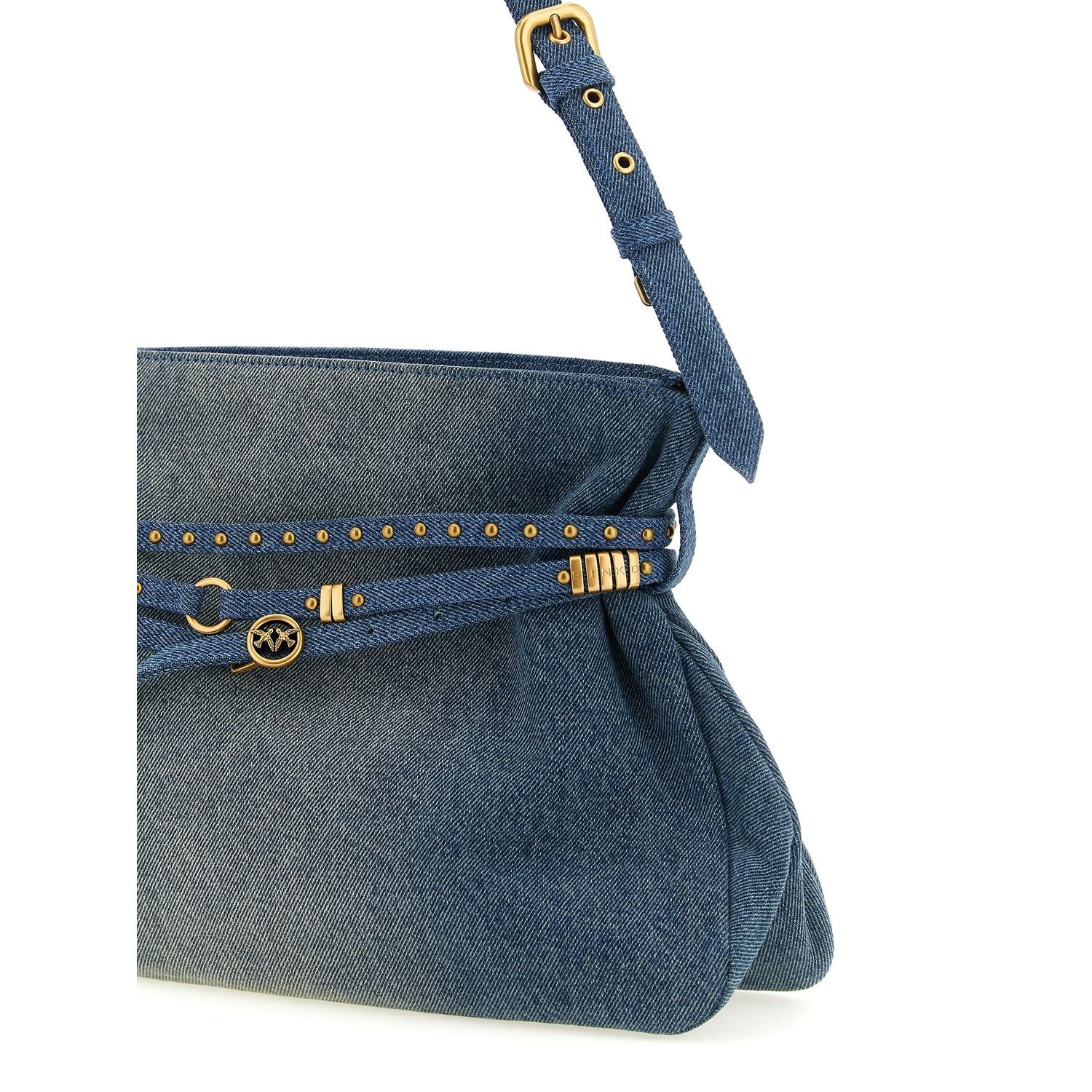 PINKO Blue Cotton Shoulder Bag
