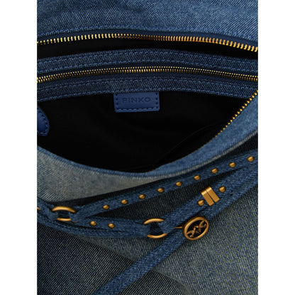 PINKO Blue Cotton Shoulder Bag
