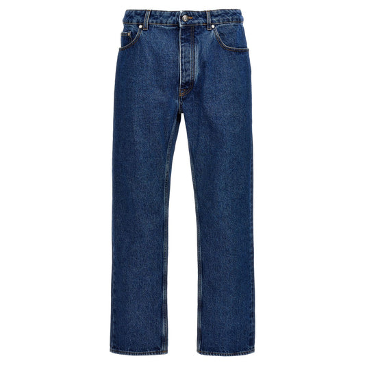 Palm Angels Blue Cotton Straight-Leg Jeans