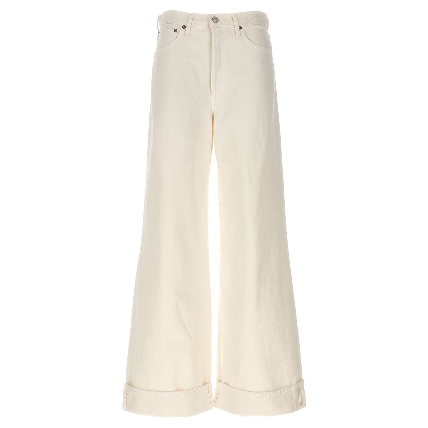 Agolde White Cotton High-Waisted Jean