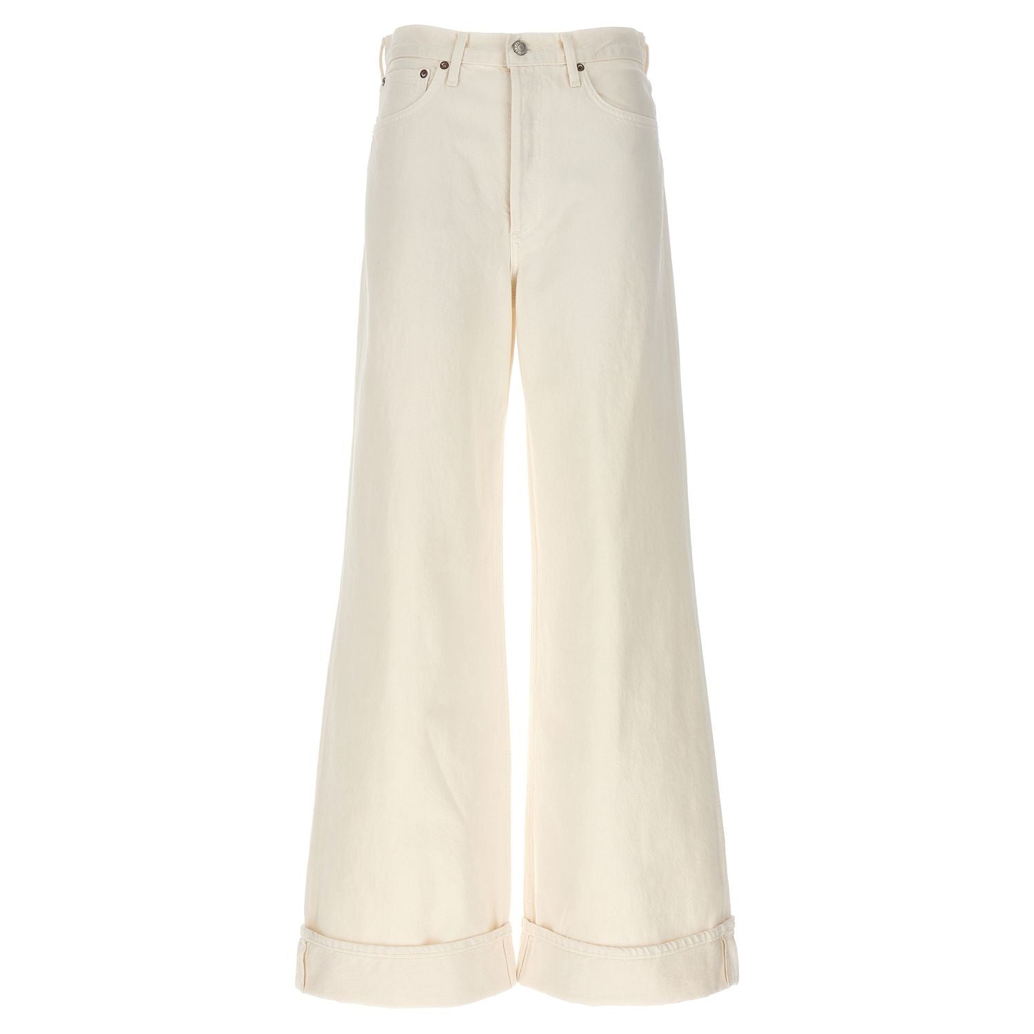 Agolde White Cotton High-Waisted Jean
