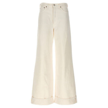 Agolde White Cotton High-Waisted Jean